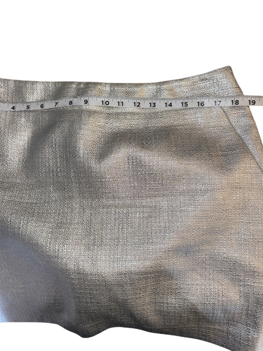 White House Black Market Metallic Silver Mini Skirt Sz 12 - Picture 3 of 8